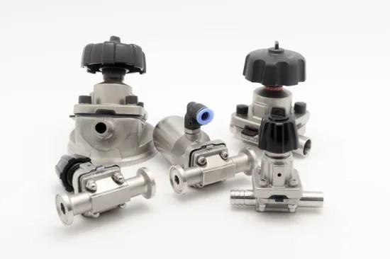 Soupape à diaphragme sanitaire de 3 manières, manuel d'acier inoxydable/soupape à diaphragme pneumatique