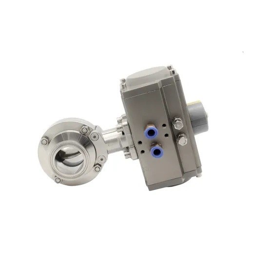 Zawór motylkowy sanitarny SS 316L, pneumatyczny zawór motylkowy Tri Clamp