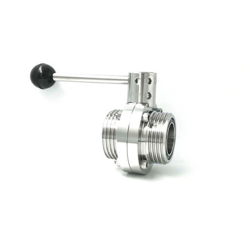 La válvula de mariposa higiénica, varón roscó 304 la válvula de mariposa de 316L SS