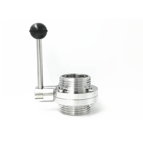 La válvula de mariposa higiénica, varón roscó 304 la válvula de mariposa de 316L SS