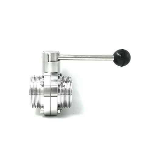 La válvula de mariposa higiénica, varón roscó 304 la válvula de mariposa de 316L SS