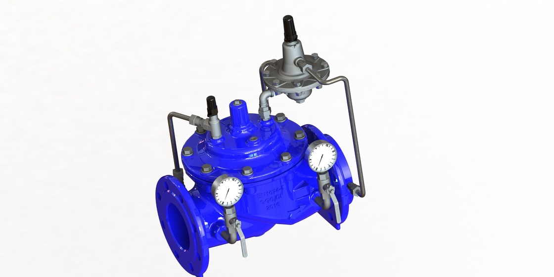 Válvula limitadora del flujo azul de RAL 5010, flujo exacto Rate Control Valve