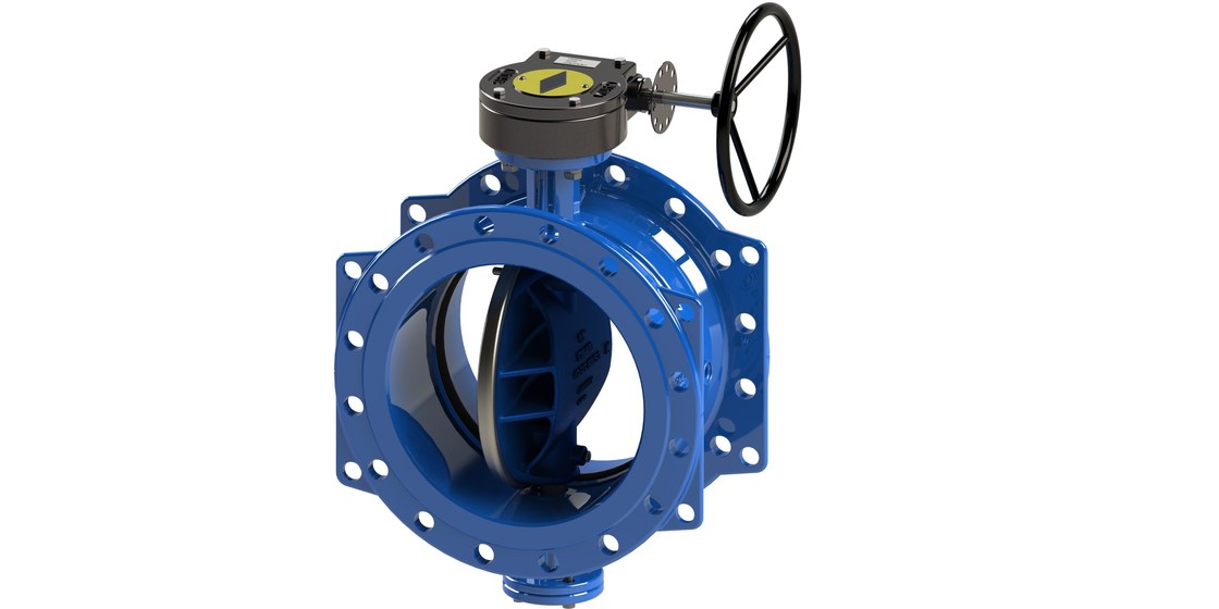 Válvula de control azul del agua de RAL 5010, válvula de mariposa excéntrica doble